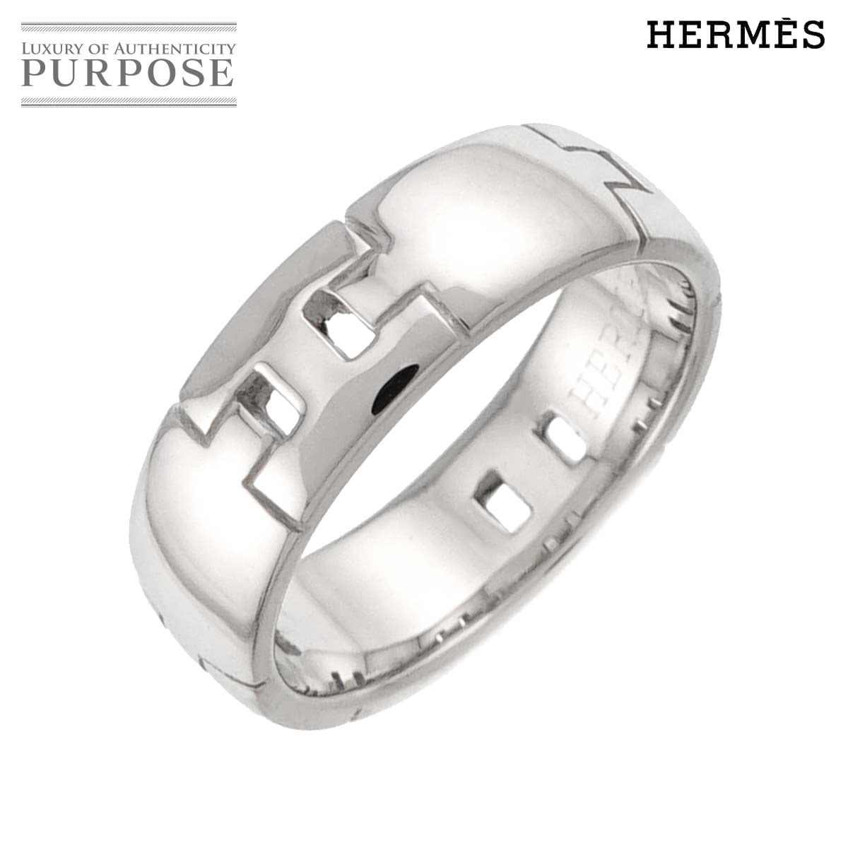 HERMES エヴァー ヘラクレス #48 リング K18 WG ホワイトゴールド 750 指輪 Hercules Ring エルメス 90319476