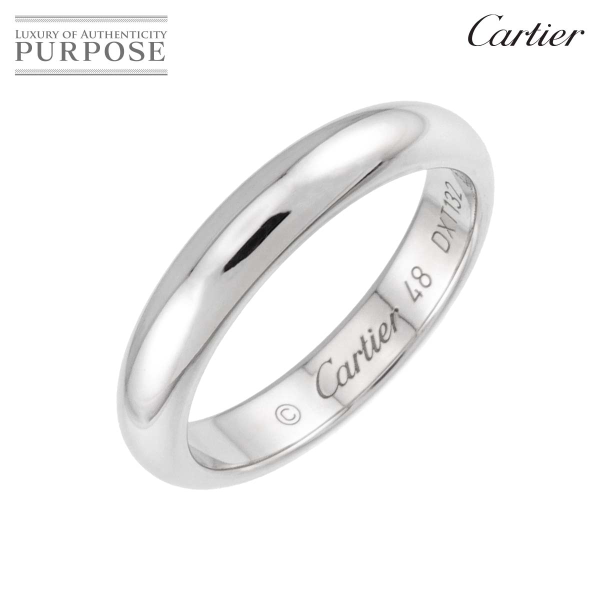 Cartier 1895 クラシック #48 リング Pt 幅3.5mm プラチナ 指輪 Classic Ring【証明書付き】 カルティエ 90319838