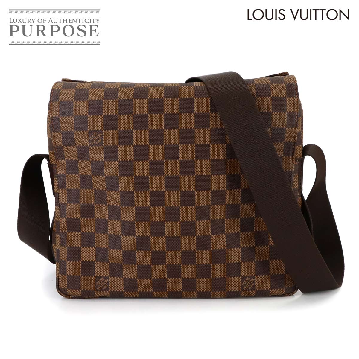 LOUIS VUITTON ダミエ ナヴィグリオ ショルダー バッグ エベヌ ブラウン N45255 ゴールド 金具 Damier Naviglio ルイ ヴィトン 90318019