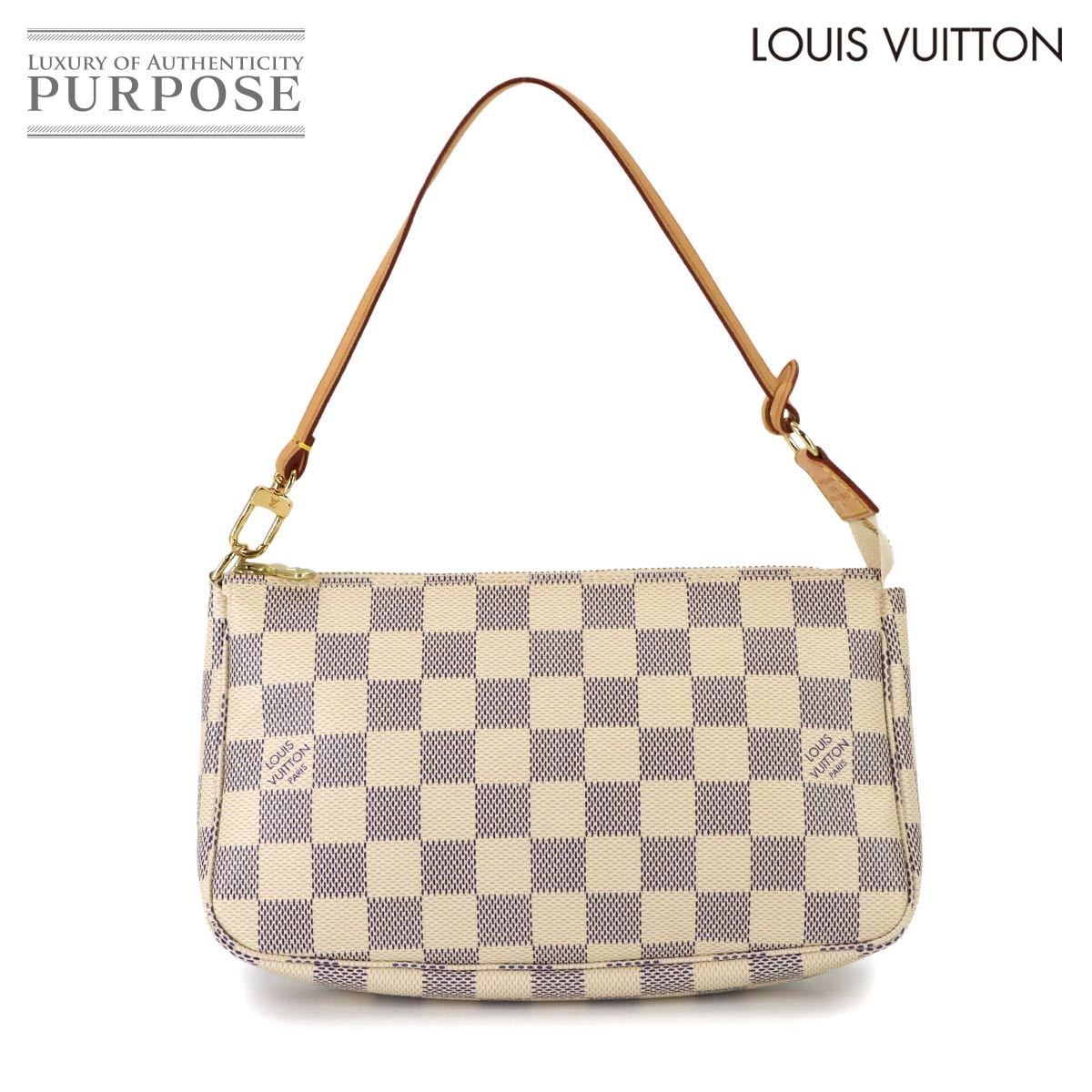 LOUIS VUITTON ダミエ アズール ポシェット アクセソワール ポーチ N51986 ゴールド 金具 Pochette Accessoires ルイ ヴィトン 90320963