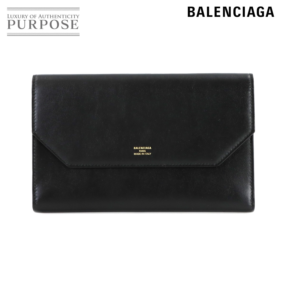 BALENCIAGA エンベロープ スリム ロング ウォレット 長財布 レザー ネロ 7432202 Wallet バレンシアガ 90322656
