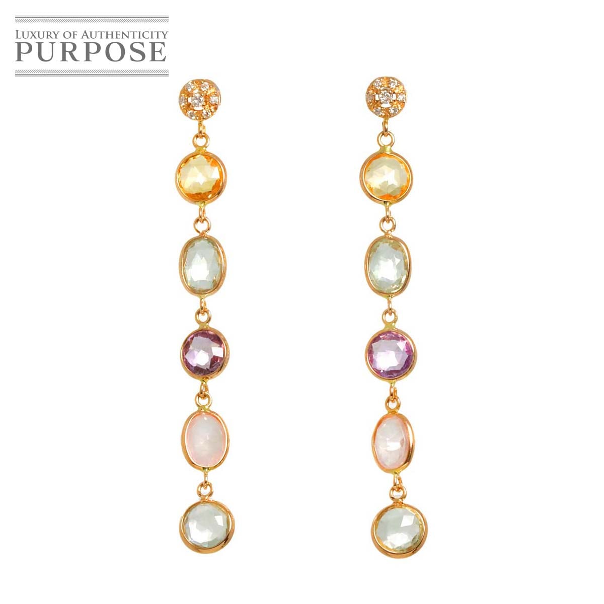 クォーツ ダイヤ ピアス K18 PG ピンクゴールド 750 Quartz Earrings Pierced 90319883
