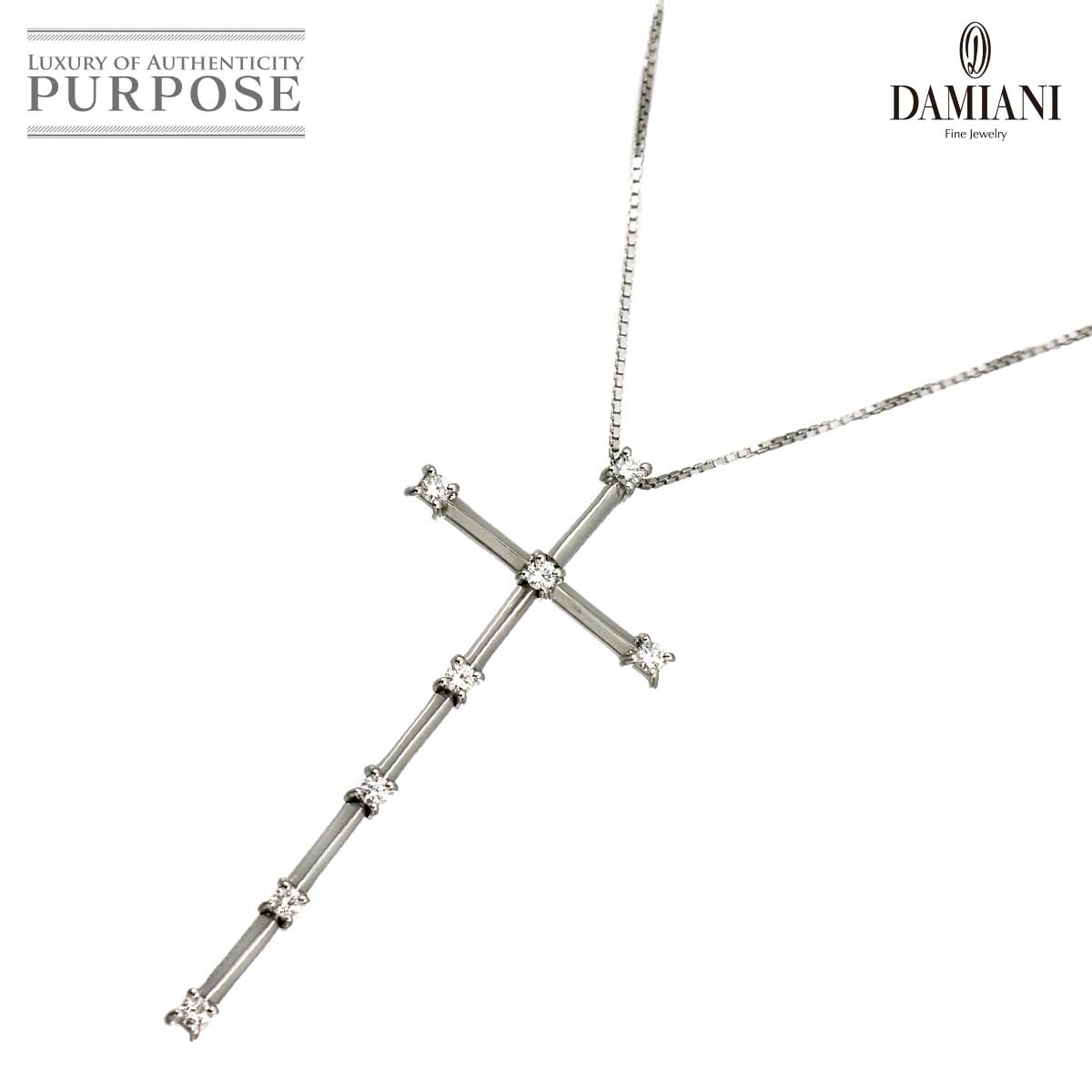 DAMIANI フラメンティ クロス ダイヤ ネックレス 50cm K18 WG ホワイトゴールド 750 Necklace ダミアーニ 90318931