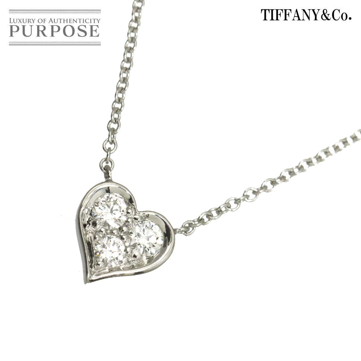 TIFFANY&Co. センチメンタル ハート ダイヤ ネックレス 40cm Pt プラチナ Diamond Necklace ティファニー 90318994