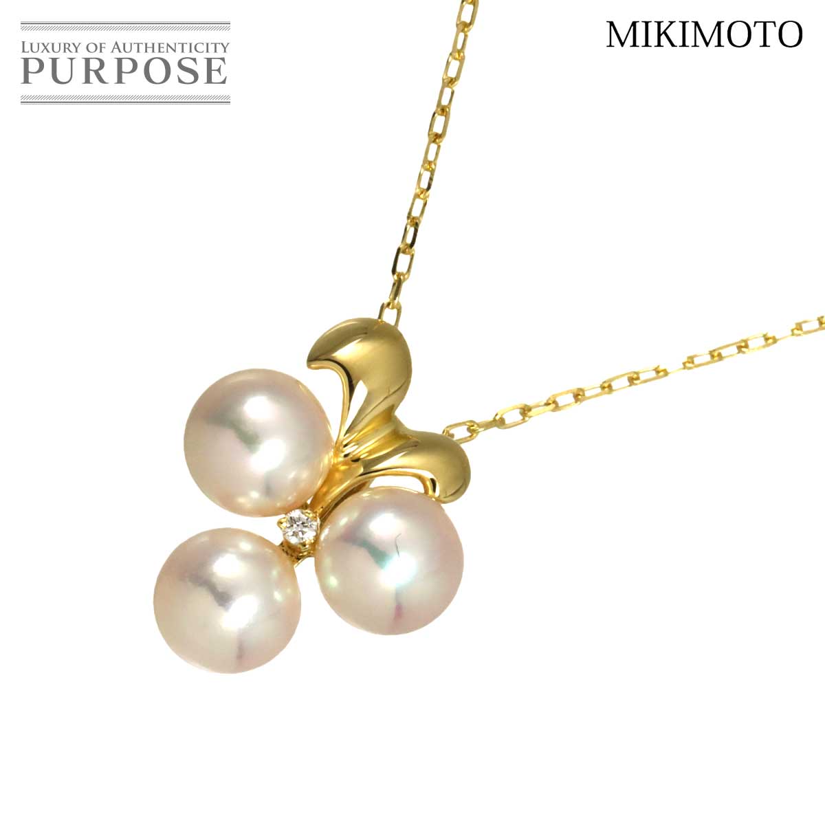 MIKIMOTO アコヤ真珠 6.0mm ダイヤ ネックレス 38cm K18 YG イエローゴールド 750 パール Necklace ミキモト 90319241