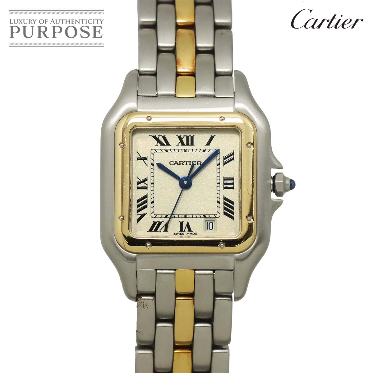 Cartier パンテールMM 1ロウ デイト コンビ 83083241 ボーイズ 腕時計 デイト アイボリー YG イエローゴールド クォーツ Panthere カルティエ 90314964