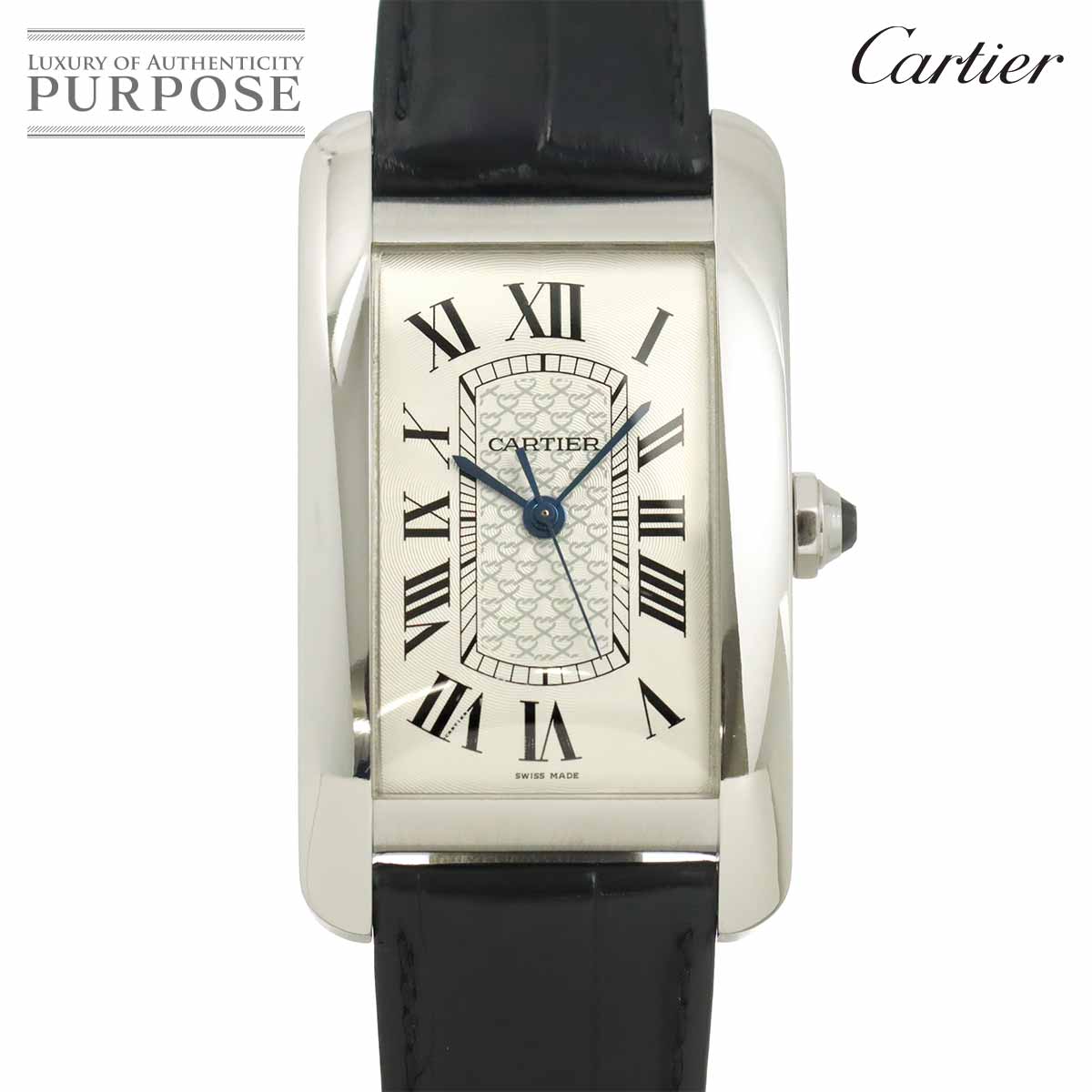 Cartier タンクアメリカンXL W2620004 メンズ 腕時計 シルバー K18WG ホワイトゴールド オートマ 自動巻き ウォッチ Tank americaine カルティエ 90317762