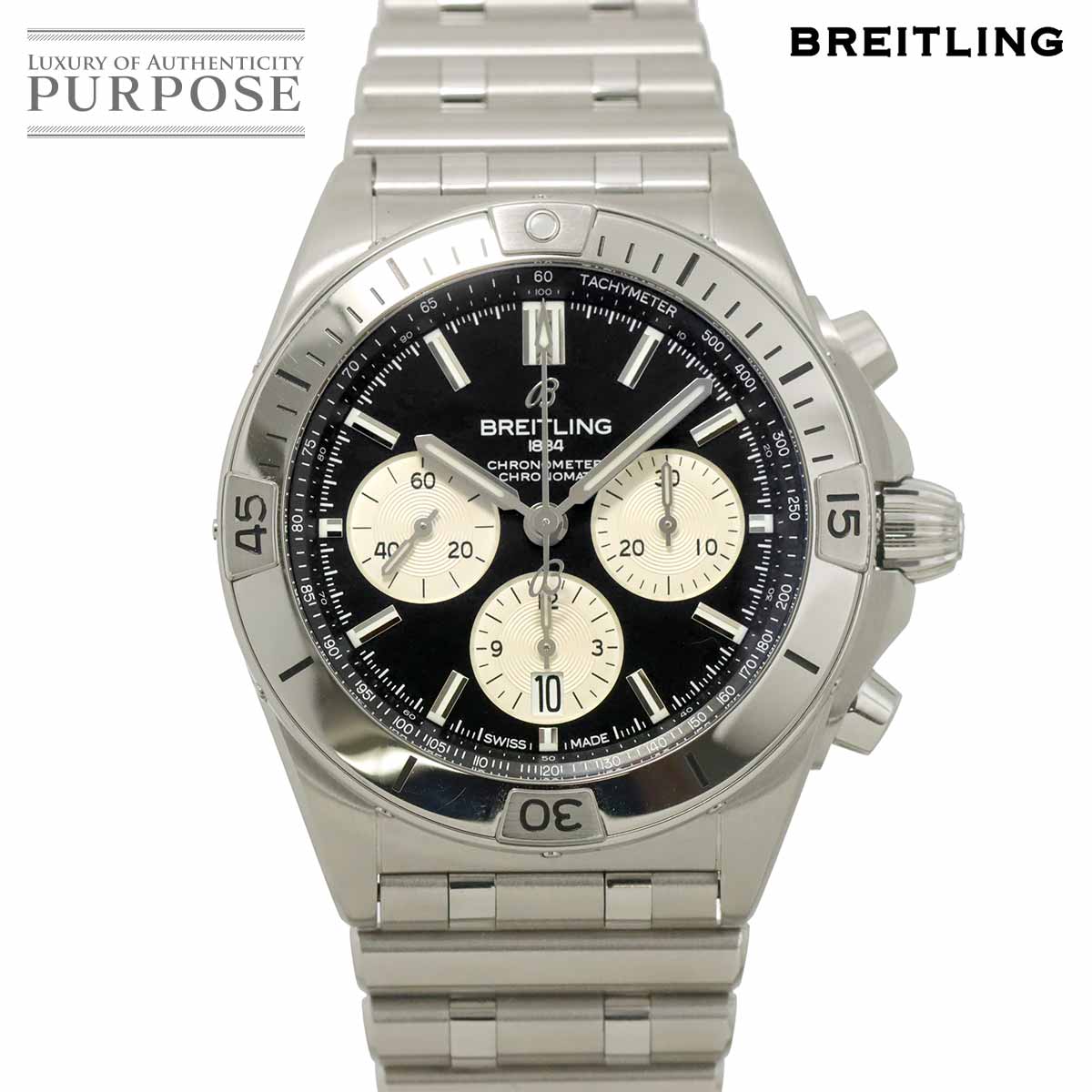 BREITLING クロノマット B01 42 ジャパンエディション クロノグラフ AB0134 メンズ 腕時計 デイト ブラック 自動巻き Chronomat ブライトリング 90323619