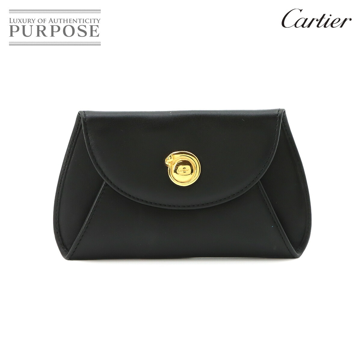Cartier マストライン ショルダー バッグ レザー ブラック ゴールド