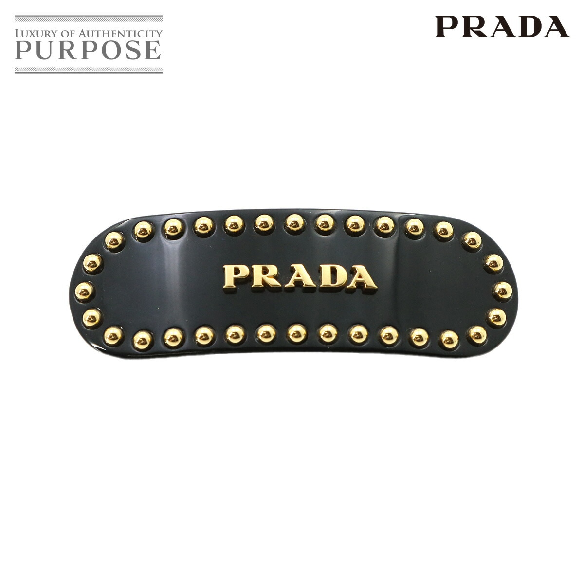 PRADA プレックス バレッタ ヘアクリップ ブラック ゴールド 1IF042 ヘアアクセサリー Plex Hair Clip プラダ 90321720