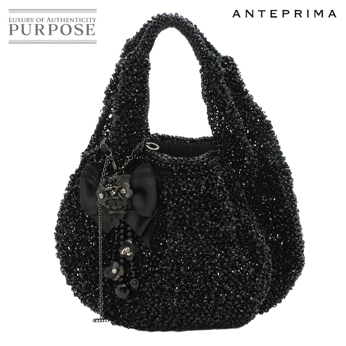 ANTEPRIMA ワイヤー トート バッグ PVC ブラック ガンメタ 金具 Wire Bag アンテプリマ 90322975
