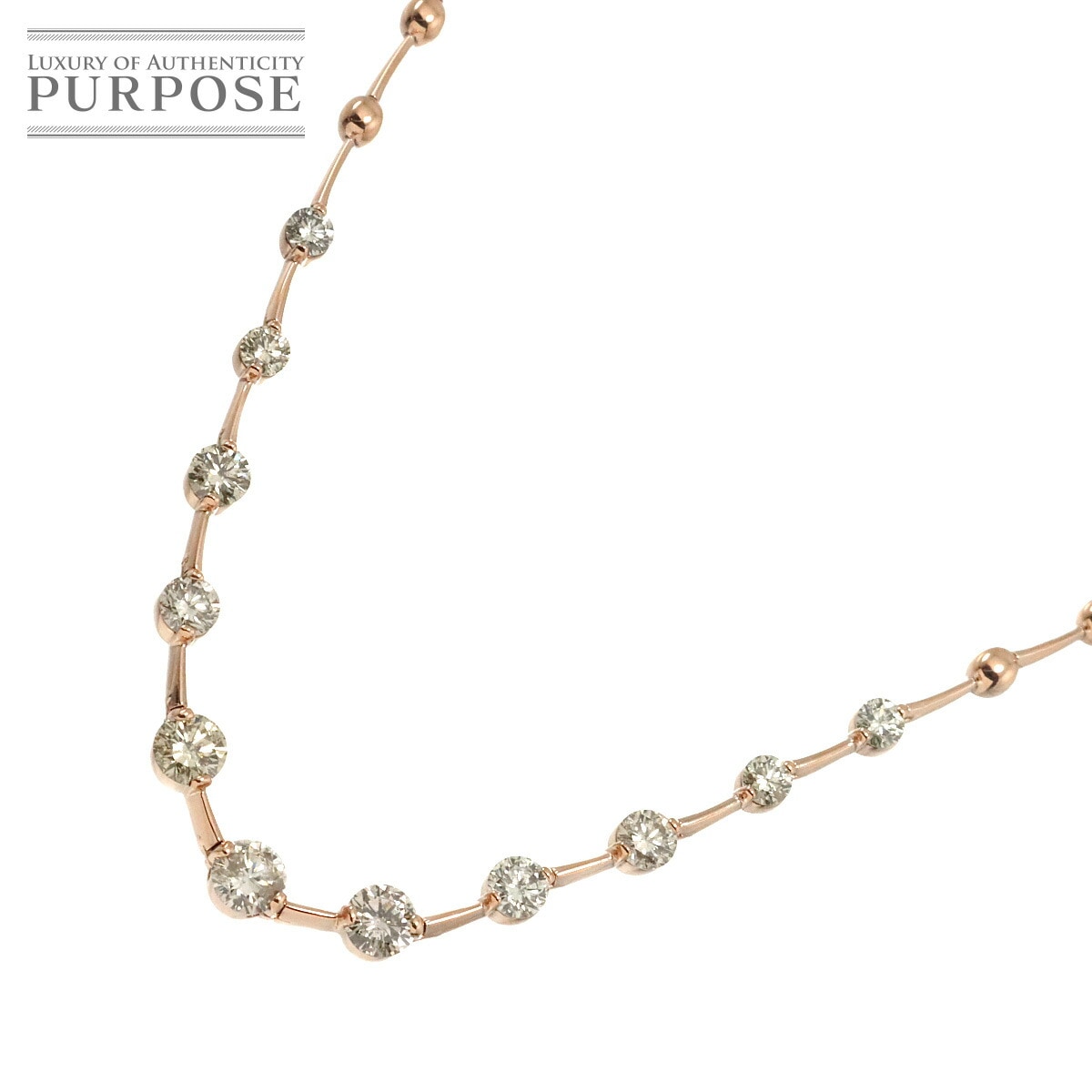 ダイヤ 2.50ct ネックレス 42.5cm K18 PG ピンクゴールド 750 Diamond Necklace 90320486