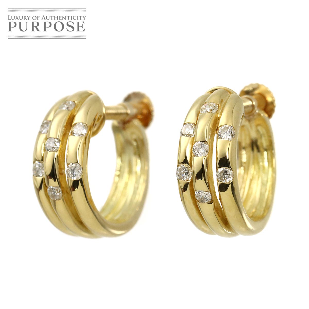 ダイヤ 0.10ct/0.10ct イヤリング K18 YG イエローゴールド 750 Diamond Earrings 90320536