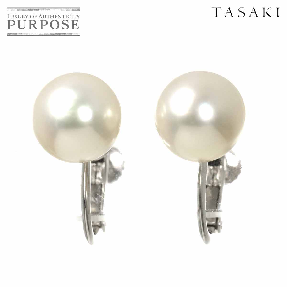 TASAKI アコヤ真珠 8.6mm イヤリング K18 WG ホワイトゴールド 750 パール 田崎真珠 Earrings Clip on タサキ 90312888