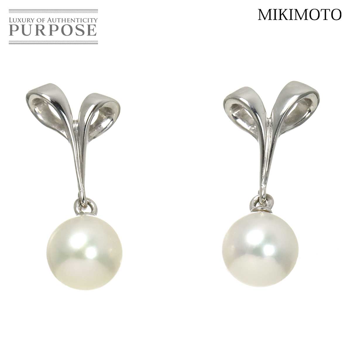 MIKIMOTO アコヤ真珠 6.3mm ピアス K18 WG ホワイトゴールド 750 パール Akoya Pearl Earrings Pierced ミキモト 90314659