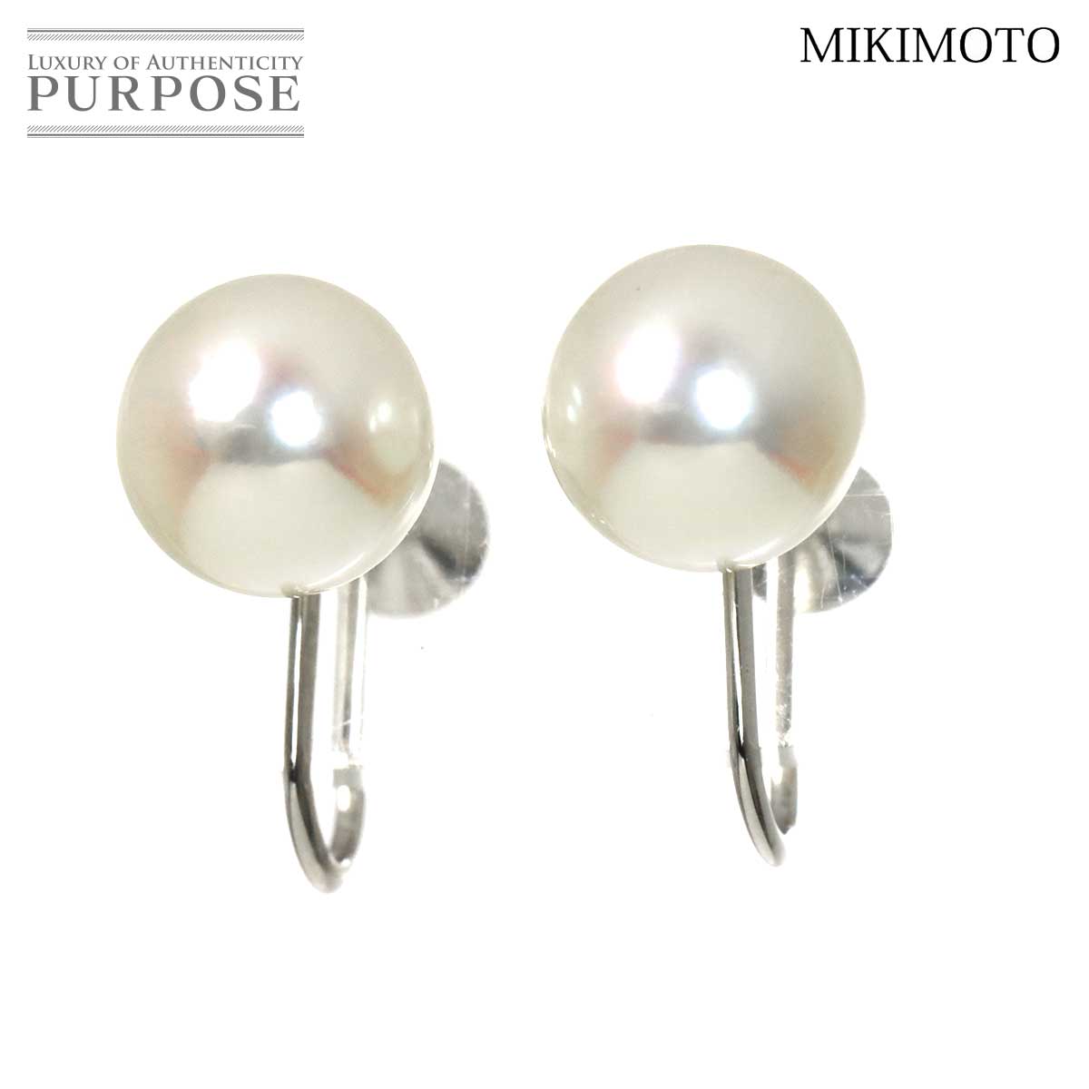 MIKIMOTO アコヤ真珠 8.0mm イヤリング K18 WG ホワイトゴールド 750 パール Akoya Pearl Earrings ミキモト 90315709