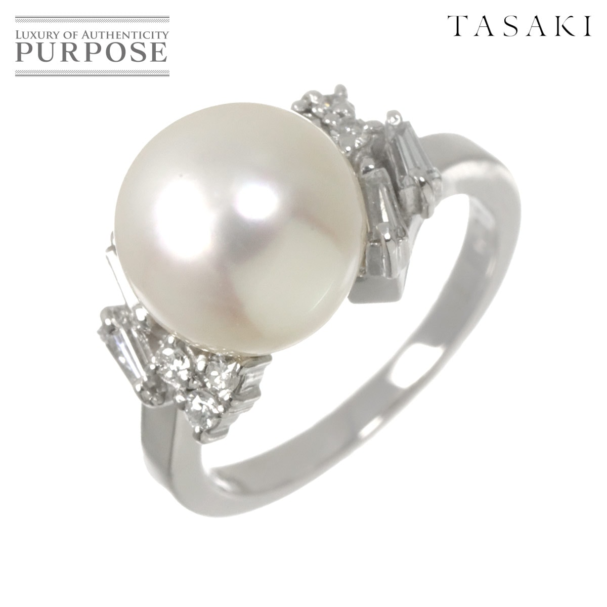 TASAKI 11号 リング 白蝶真珠 10.3mm ダイヤ 0.31ct Pt プラチナ パール 指輪 田崎真珠 Akoya Pearl Ring【証明書付き】 タサキ 90315748