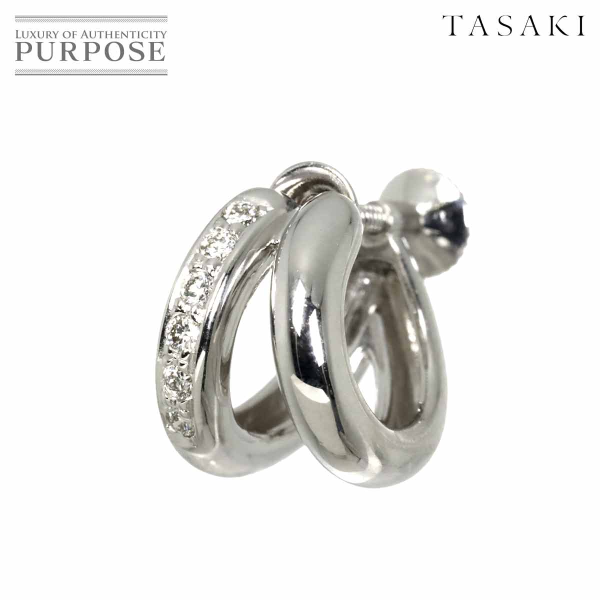 TASAKI ダイヤ 0.10ct イヤリング K18 WG ホワイトゴールド 750 パール 田崎真珠 片耳 片方のみ Earring タサキ 90316511