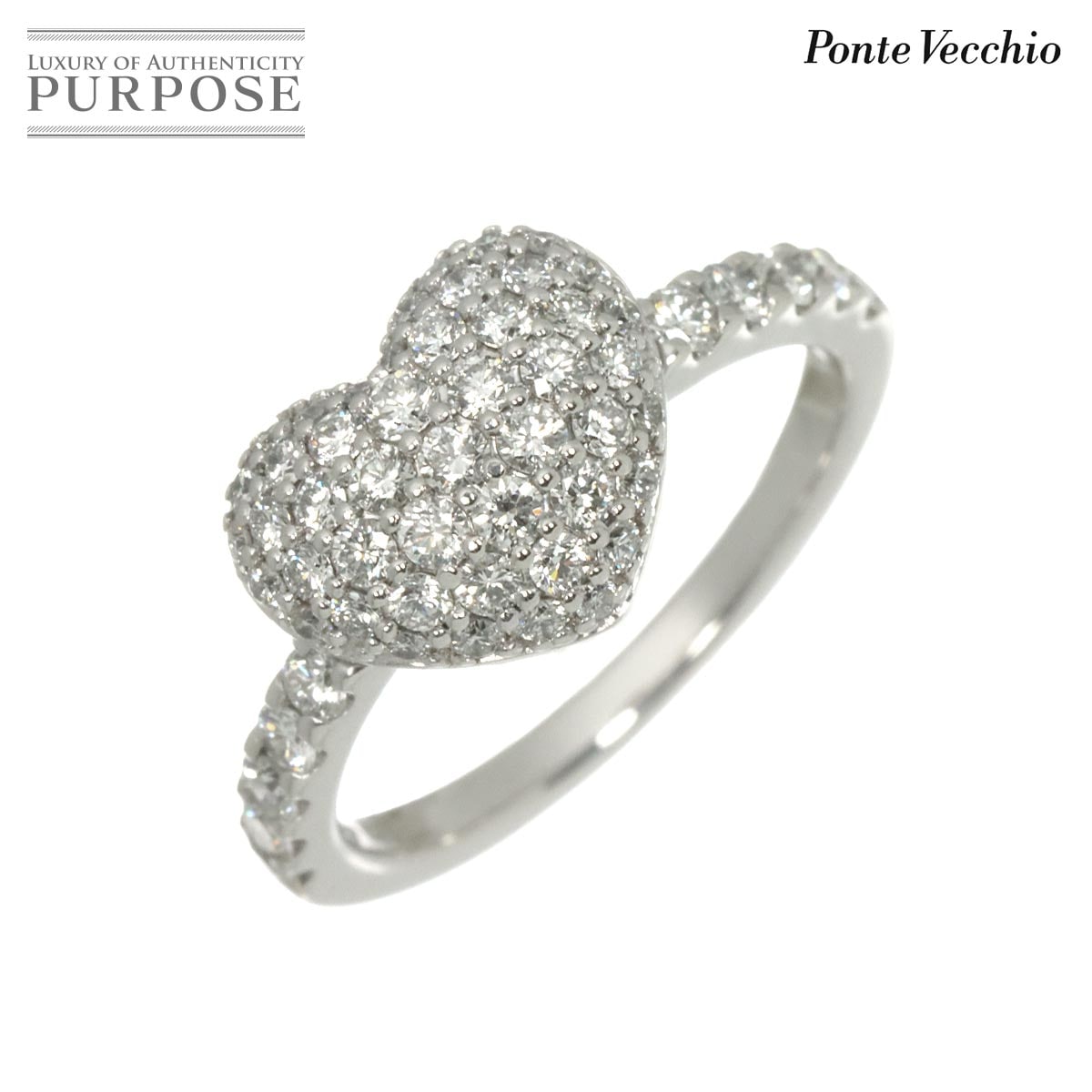 Ponte Vecchio 10号 リング ダイヤ 0.75ct K18 WG ホワイトゴールド 750 指輪 ハート Diamond Ring ポンテヴェキオ 90318407