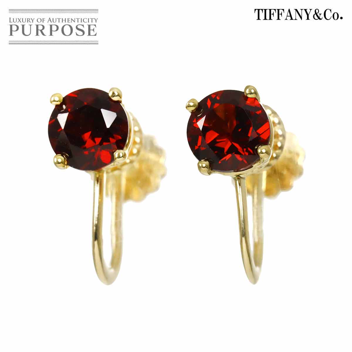 TIFFANY&Co. ガーネット イヤリング K18 K14 YG イエローゴールド 750 585 Earrings ティファニー 90318416