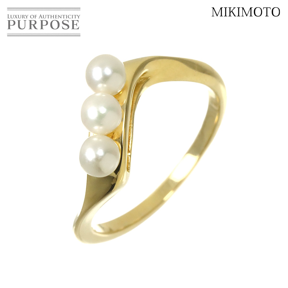 MIKIMOTO 11号 リング ベビーパール 3.5mm K18 YG イエローゴールド 750 真珠 指輪 Pearl Ring ミキモト 90318493