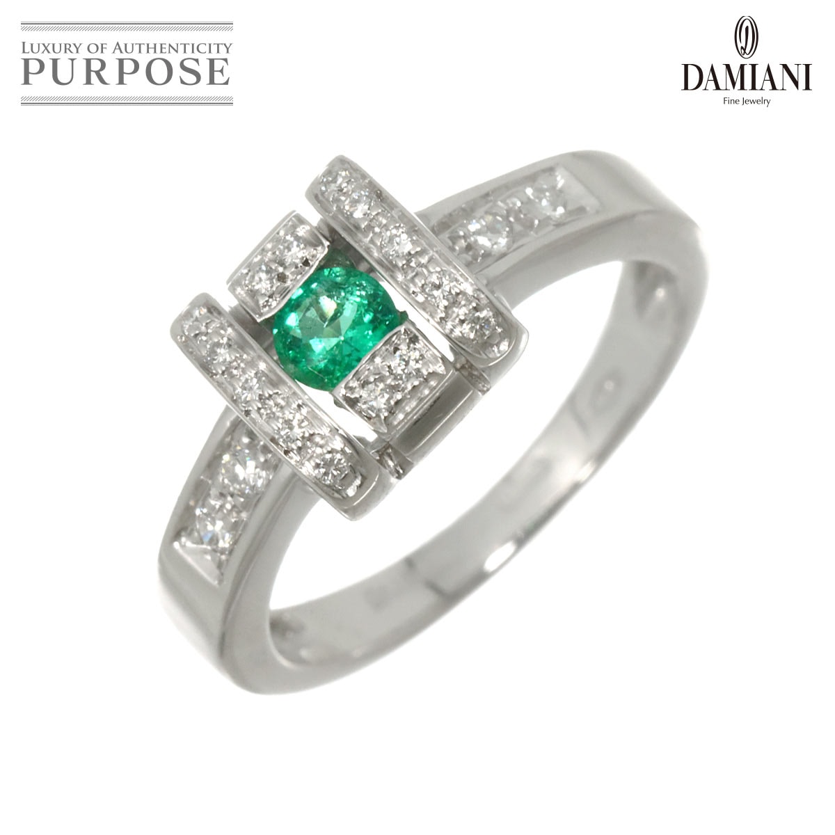 DAMIANI 9号 リング エメラルド ダイヤ K18 WG ホワイトゴールド 750 指輪 Emerald Diamond Ring ダミアーニ 90318577