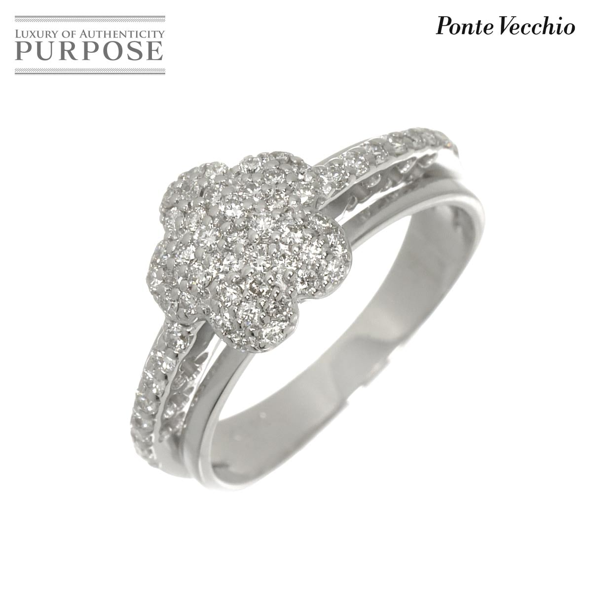Ponte Vecchio 13.5号 リング ダイヤ 0.54ct K18 WG ホワイトゴールド 750 指輪 花 Diamond Ring ポンテヴェキオ 90318986