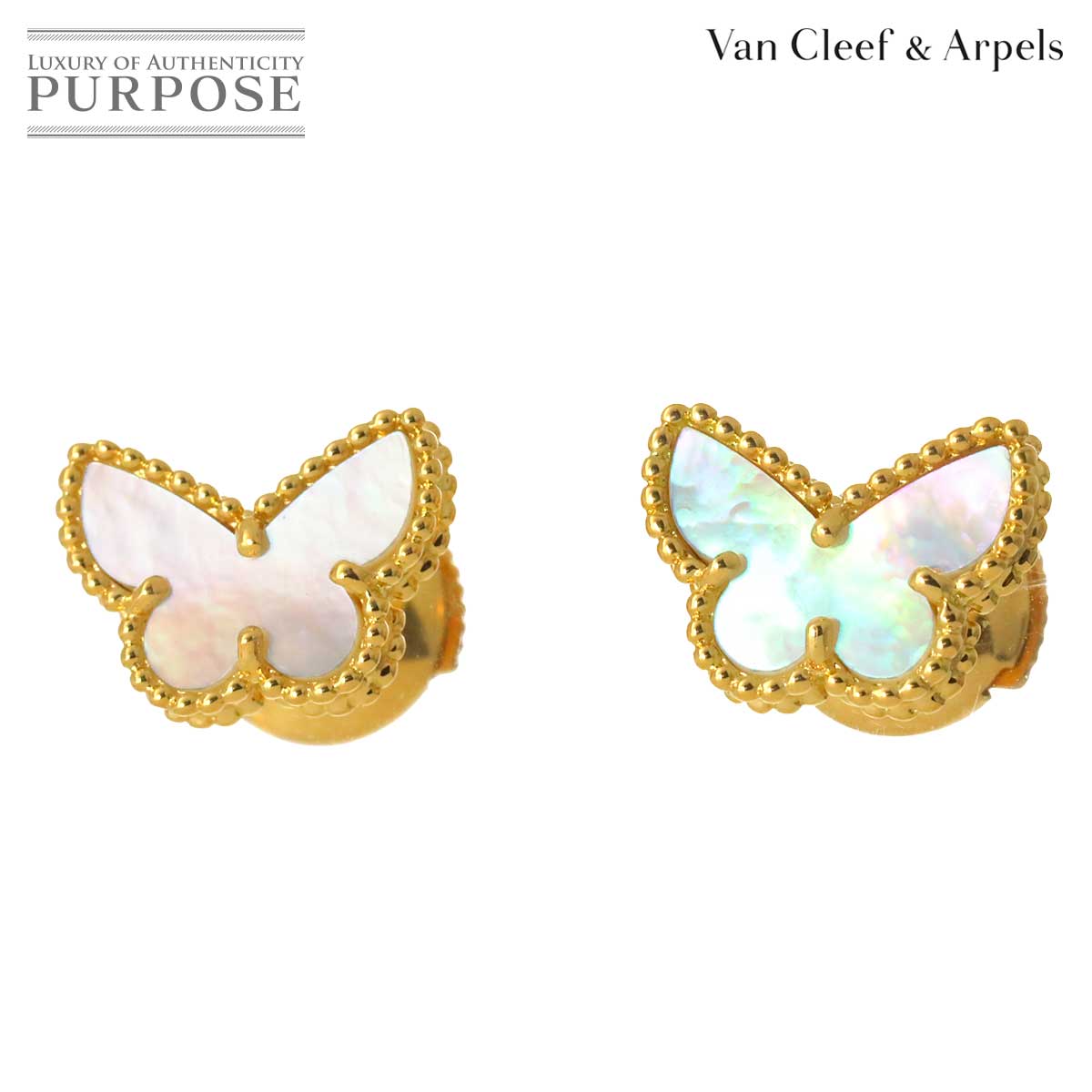 Van Cleef & Arpels スウィート アルハンブラ パピヨン ピアス シェル K18 YG 750 Sweet Alhambra ヴァンクリーフ&アーペル 90319899