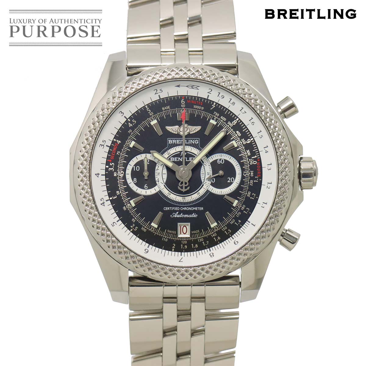BREITLING ベントレー スーパースポーツ A26364 クロノグラフ 世界限定1000本 メンズ 腕時計 デイト ブラック 自動巻き Bentley ブライトリング 90317064
