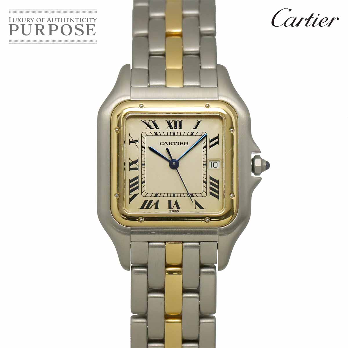 Cartier パンテールLM 1ロウ コンビ ヴィンテージ 83083441 メンズ 腕時計 デイト アイボリー YG クォーツ ウォッチ Phantere カルティエ 90317558