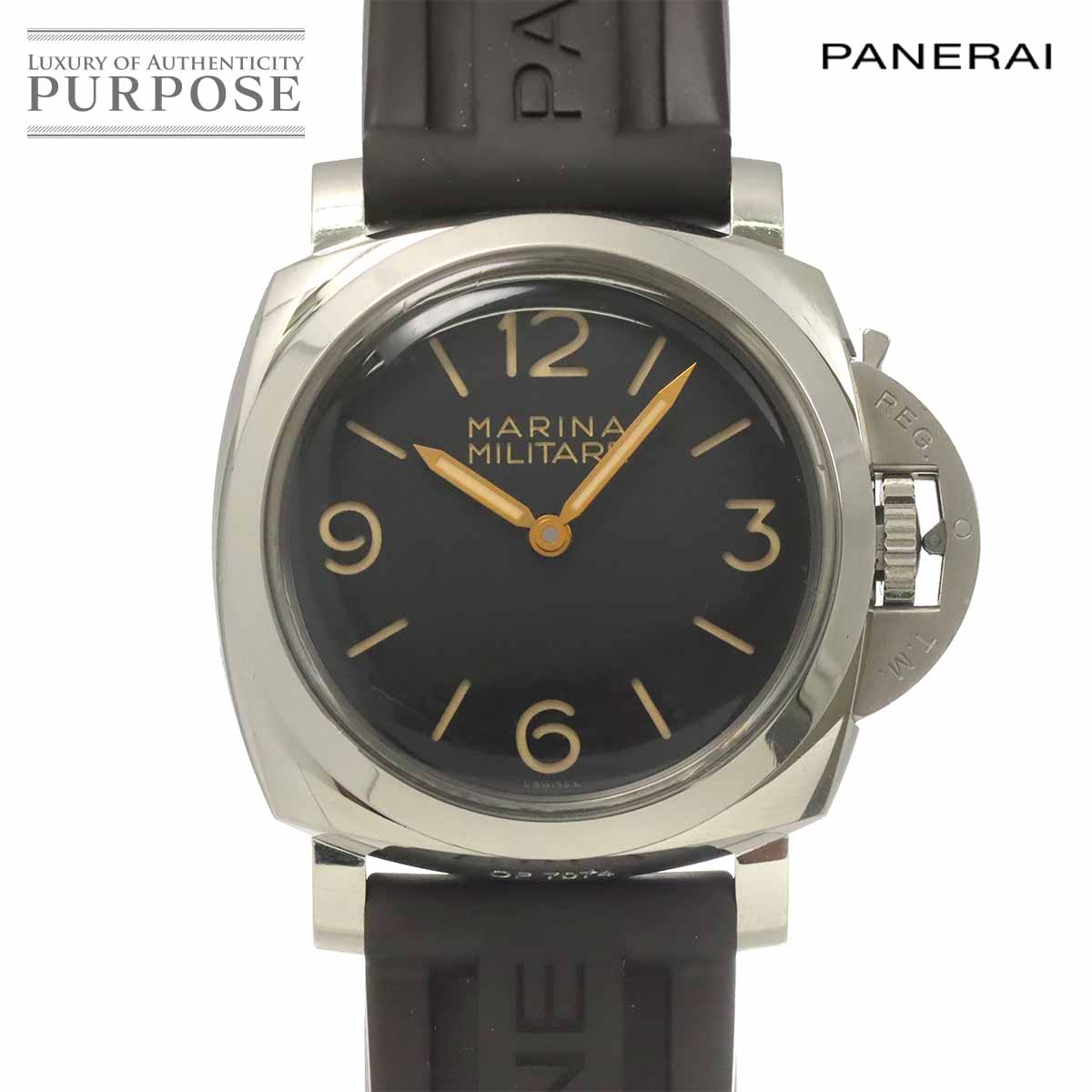 PANERAI ルミノール 1950 マリーナ ミリターレ 3デイズ PAM00673 世界1000本限定 メンズ 腕時計 ブラック 手巻き ウォッチ Luminor パネライ 90323310