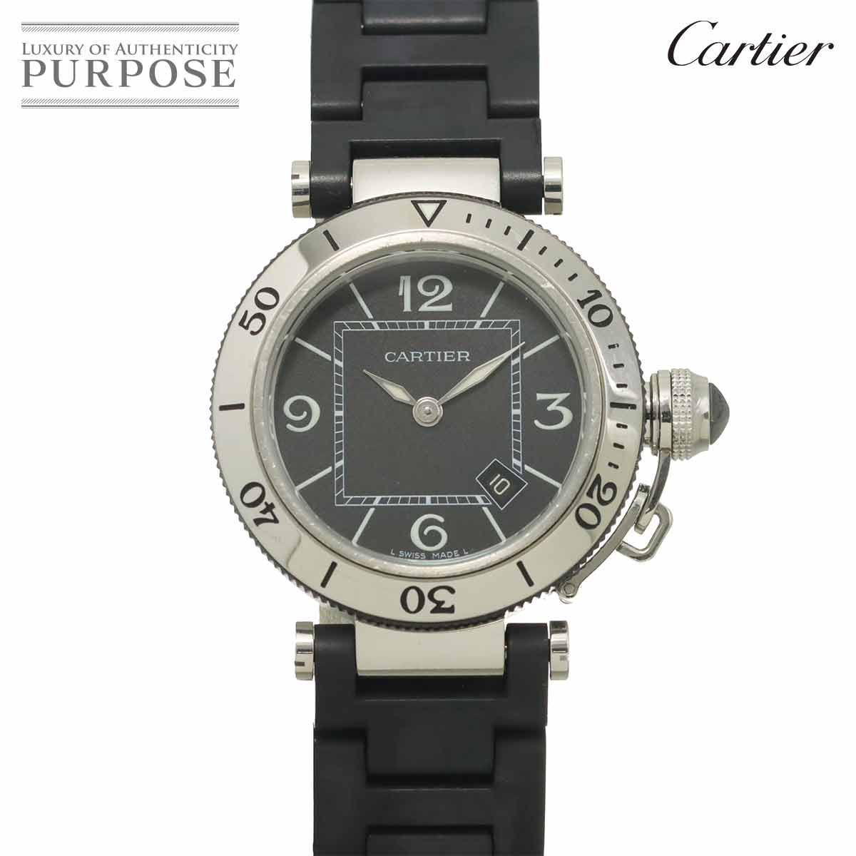 Cartier パシャ シータイマー W3140003 レディース 腕時計 デイト ブラック クォーツ ウォッチ カルティエ 90323766