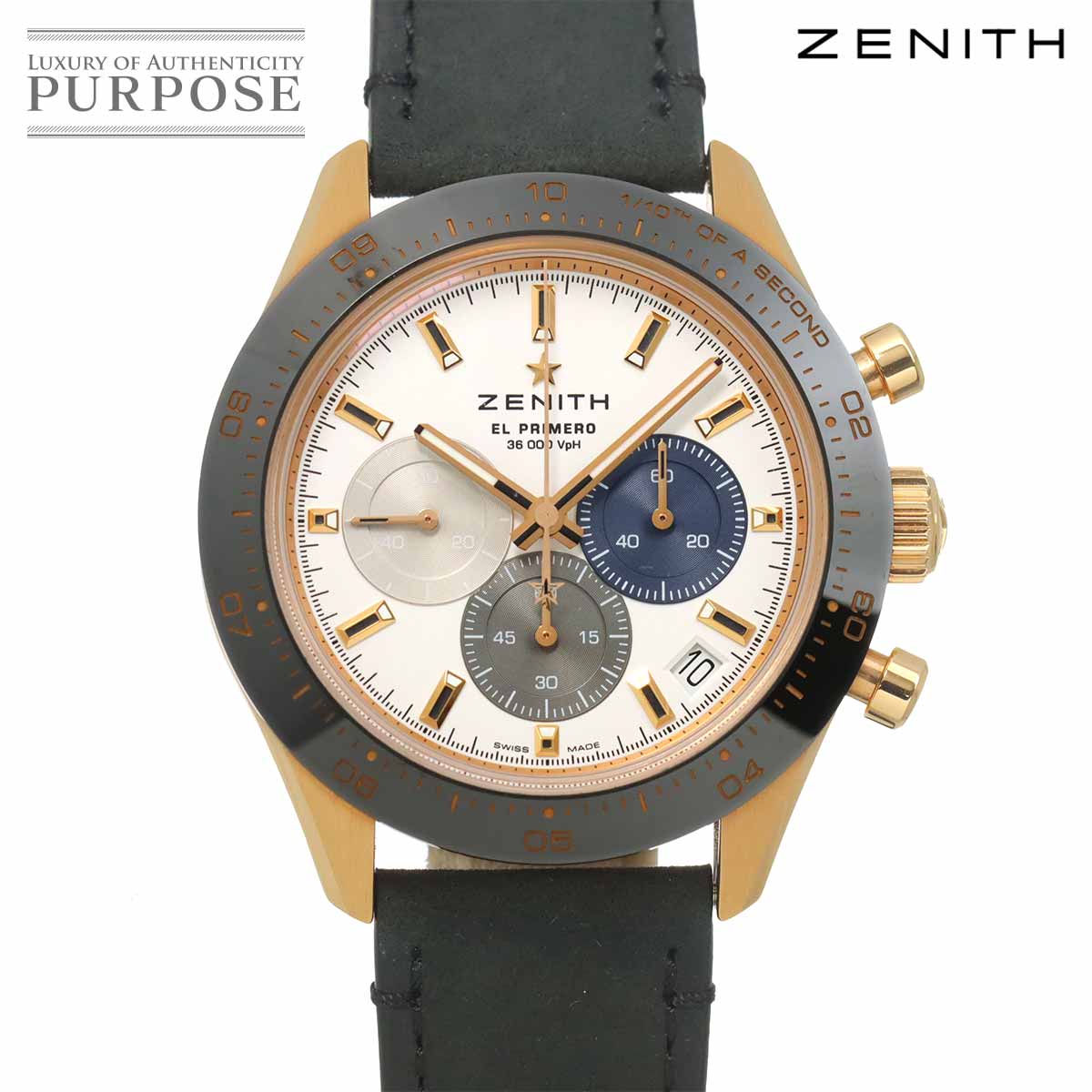 ZENITH エルプリメロ クロノマスター スポーツ 18 3100 3600 クロノグラフ メンズ 腕時計 ホワイト K18PG ピンクゴールド 自動巻き El Primero ゼニス 90325263