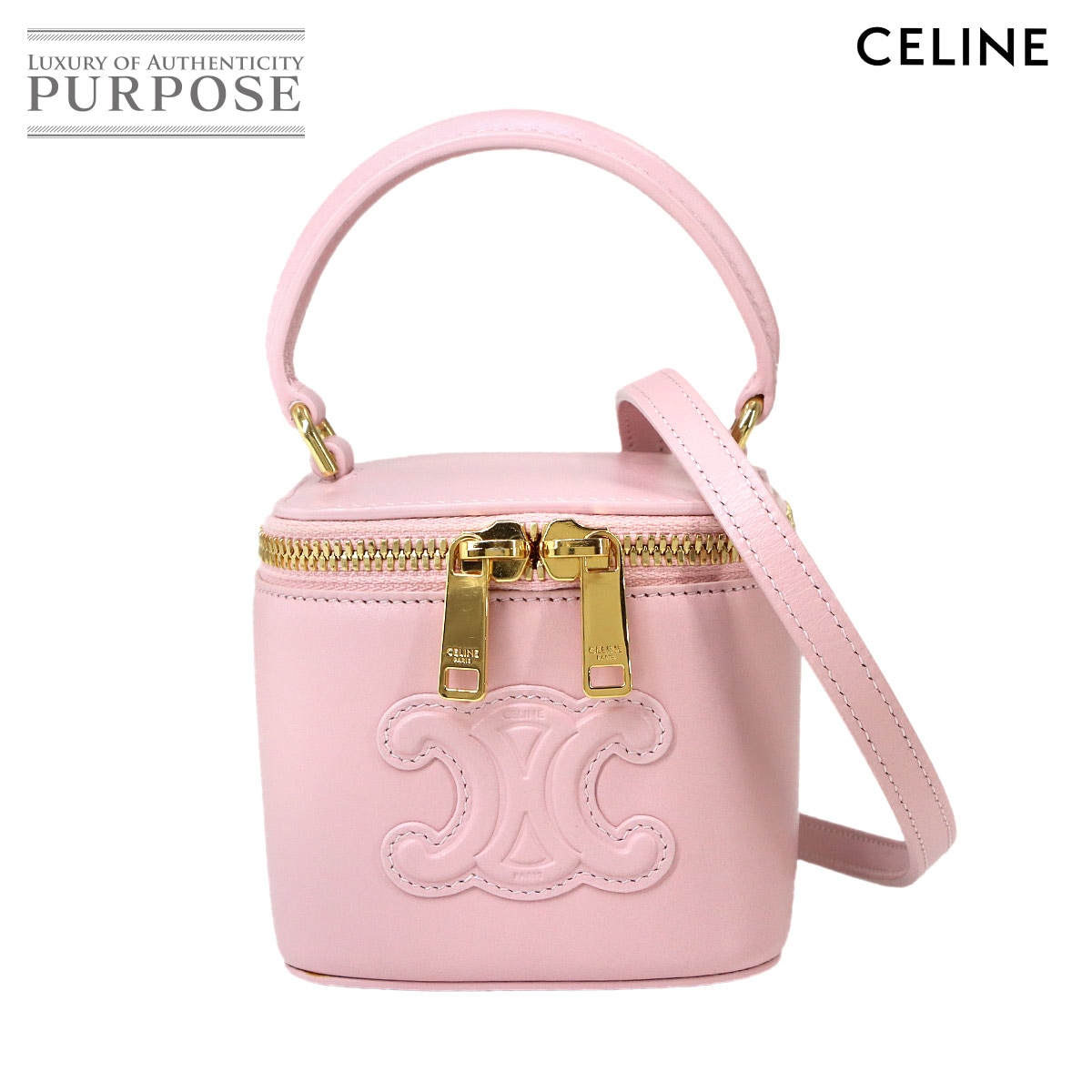 CELINE スモール ジップ ウォレット コンパクト 財布 レザー ピンク