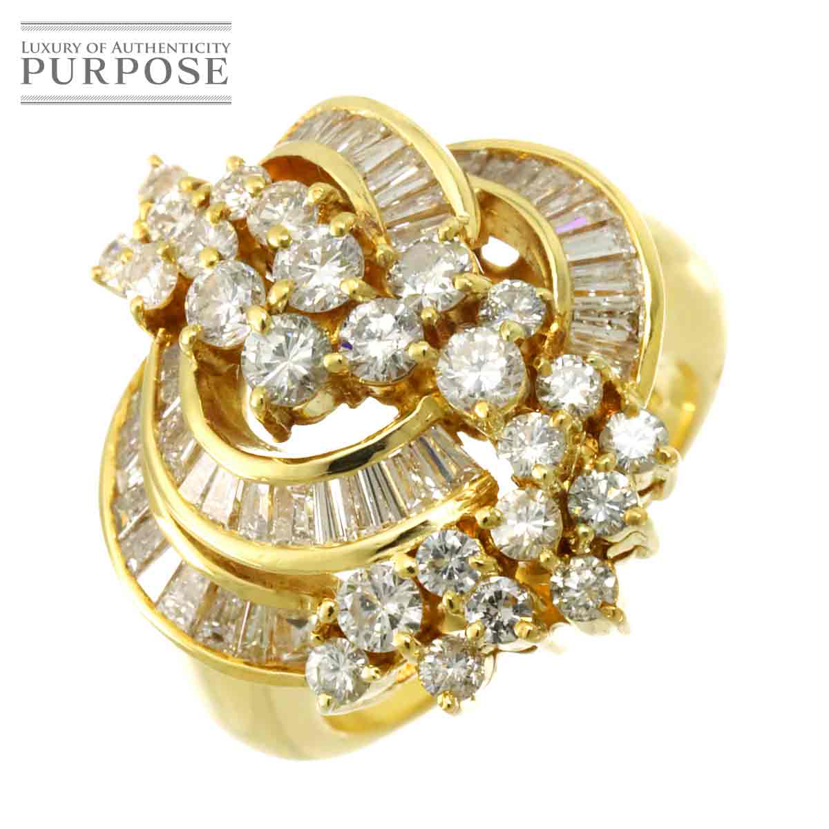 リング 10.5号 ダイヤ 2.82ct K18 YG イエローゴールド 750 指輪 Diamond Ring 90320271