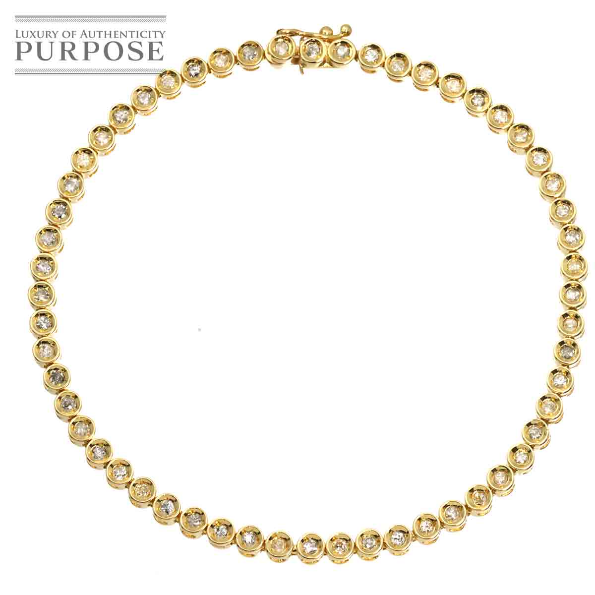 ダイヤ 1.02ct ブレスレット 18.5cm K18 YG イエローゴールド 750 Diamond Bracelet 90320306