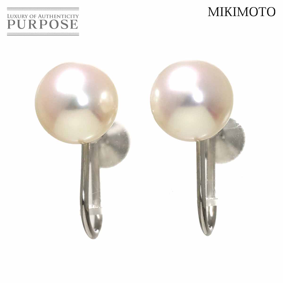 MIKIMOTO アコヤ真珠 7.3mm イヤリング K18 WG ホワイトゴールド 750 パール Akoya Pearl Earrings ミキモト 90313386