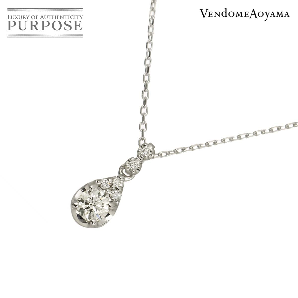 Vendome Aoyama ダイヤ ネックレス 40cm K18 WG ホワイトゴールド 750 Necklace ヴァンドーム青山 90317575