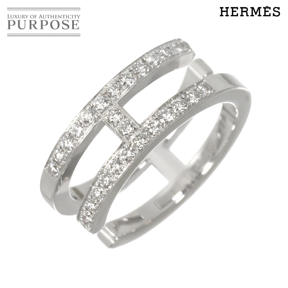 HERMES アリアンヌ シェーヌ ダンクル #48 リング ダイヤ K18 WG ホワイトゴールド 750 指輪 Ring エルメス 90318415