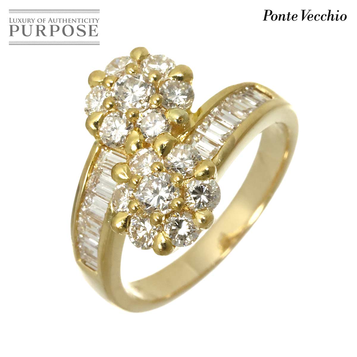 Ponte Vecchio 12.5号 リング ダイヤ 1.80ct K18 YG イエローゴールド 750 指輪 Diamond Ring 【証明書付き】ポンテヴェキオ 90318801