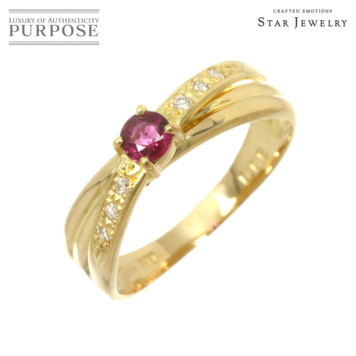 Star Jewelry 12号 リング ルビー ダイヤ 0.06ct K18 YG イエローゴールド 750 指輪 Ring スタージュエリー 90318950