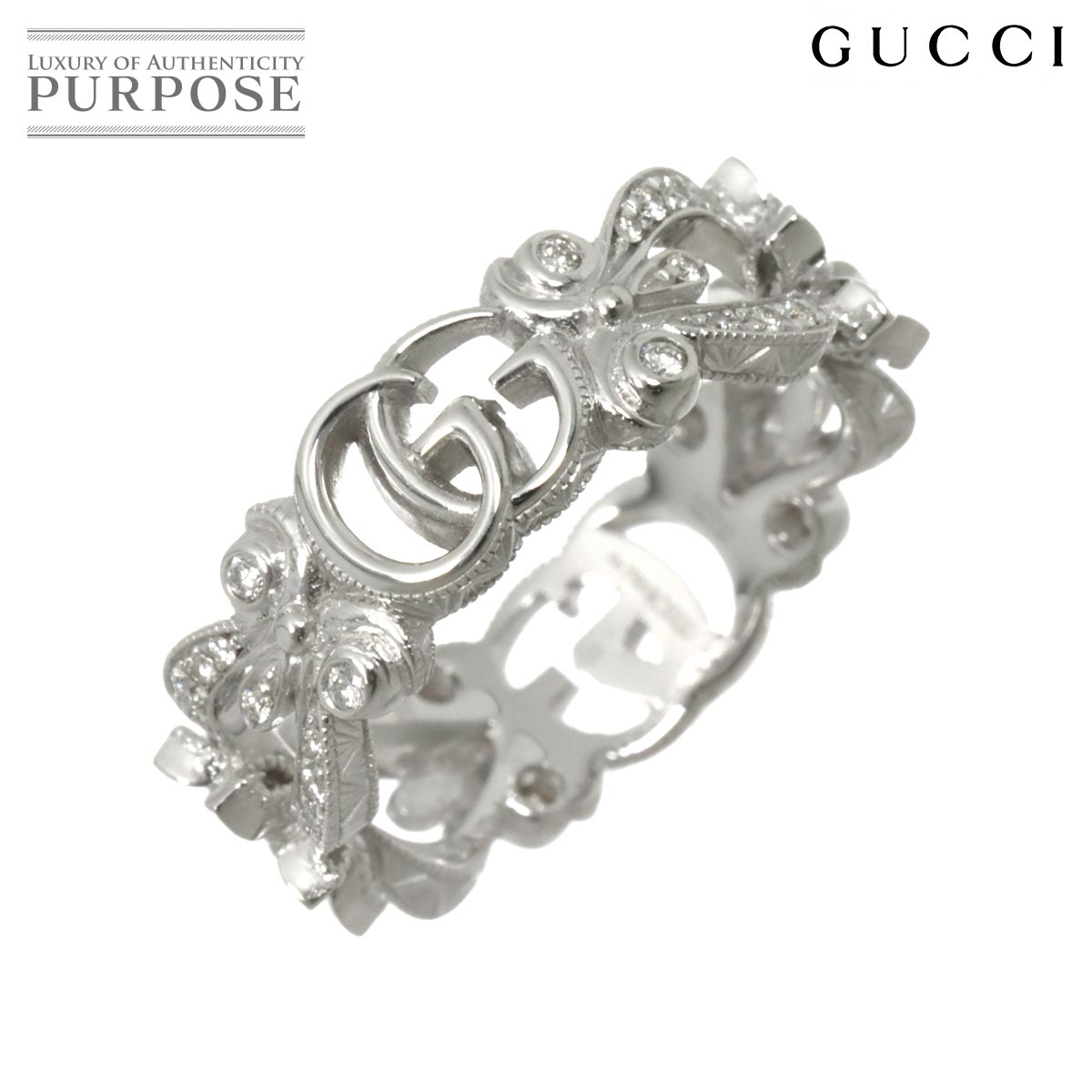GUCCI フローラ #8 リング ダイヤ K18 WG ホワイトゴールド 750 指輪 Diamond Ring グッチ 90318999