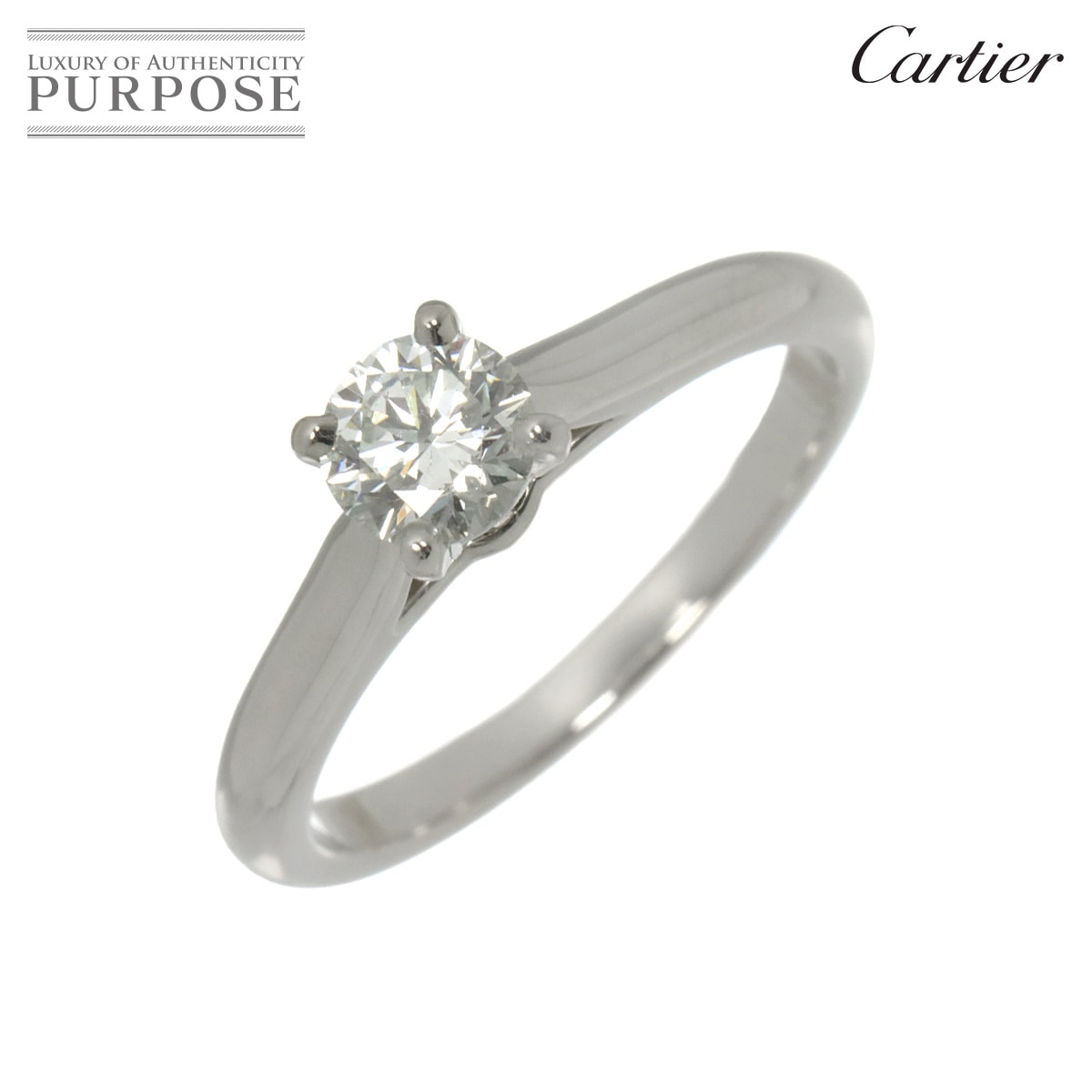 Cartier ソリテール ダイヤ 0.40ct H/VVS1/3EX #48 リング Pt プラチナ 指輪 Solitaire Ring【証明書・鑑定書付き】カルティエ 90319474