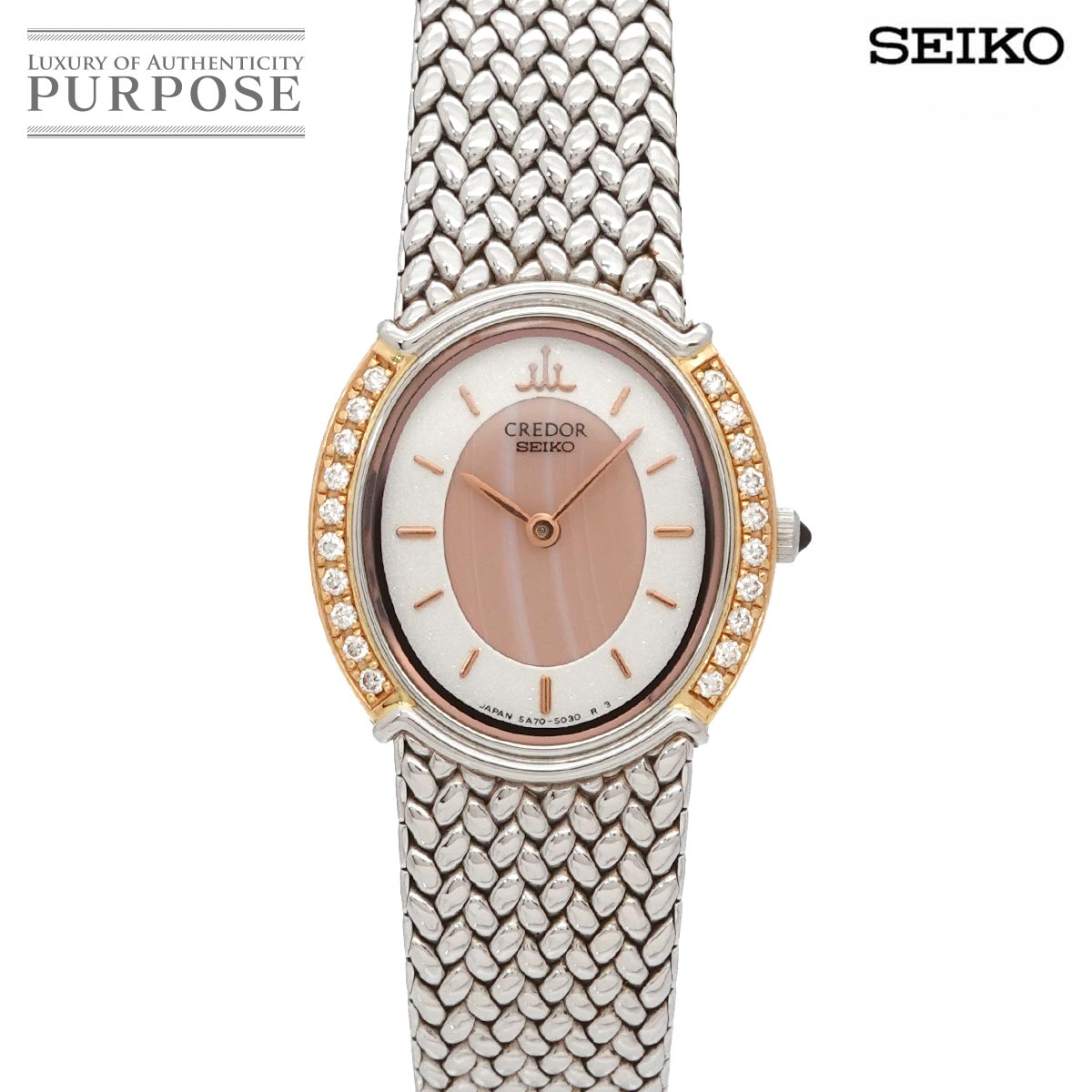 SEIKO クレドール コンビ GSWE986 レディース 腕時計 5A70 3000 ベゼルダイヤ K18PG ピンクゴールド クォーツ ウォッチ Credor セイコー 90324727