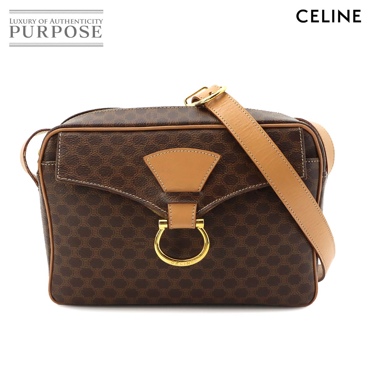 CELINE ハート ミディアム 2way ハンド ショルダー バッグ レザー タン