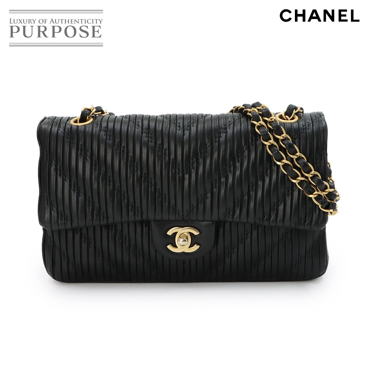 未使用 展示品 シャネル CHANEL ミニ マトラッセ チェーン ショルダー バッグ レザー ブラック AP3378 ゴールド 金具 90311642 CHANEL ミニ マトラッセ チェーン ショルダー バッグ レザー ブラック