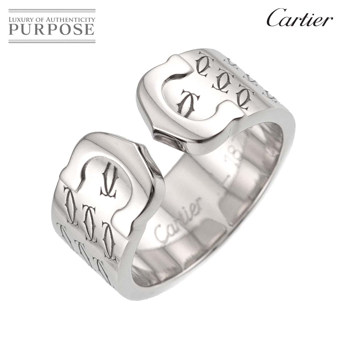 Cartier C2 #51 リング K18 WG ホワイトゴールド 750 指輪 2C 2000年 クリスマス限定 Ring【証明書付き】 カルティエ 90318395