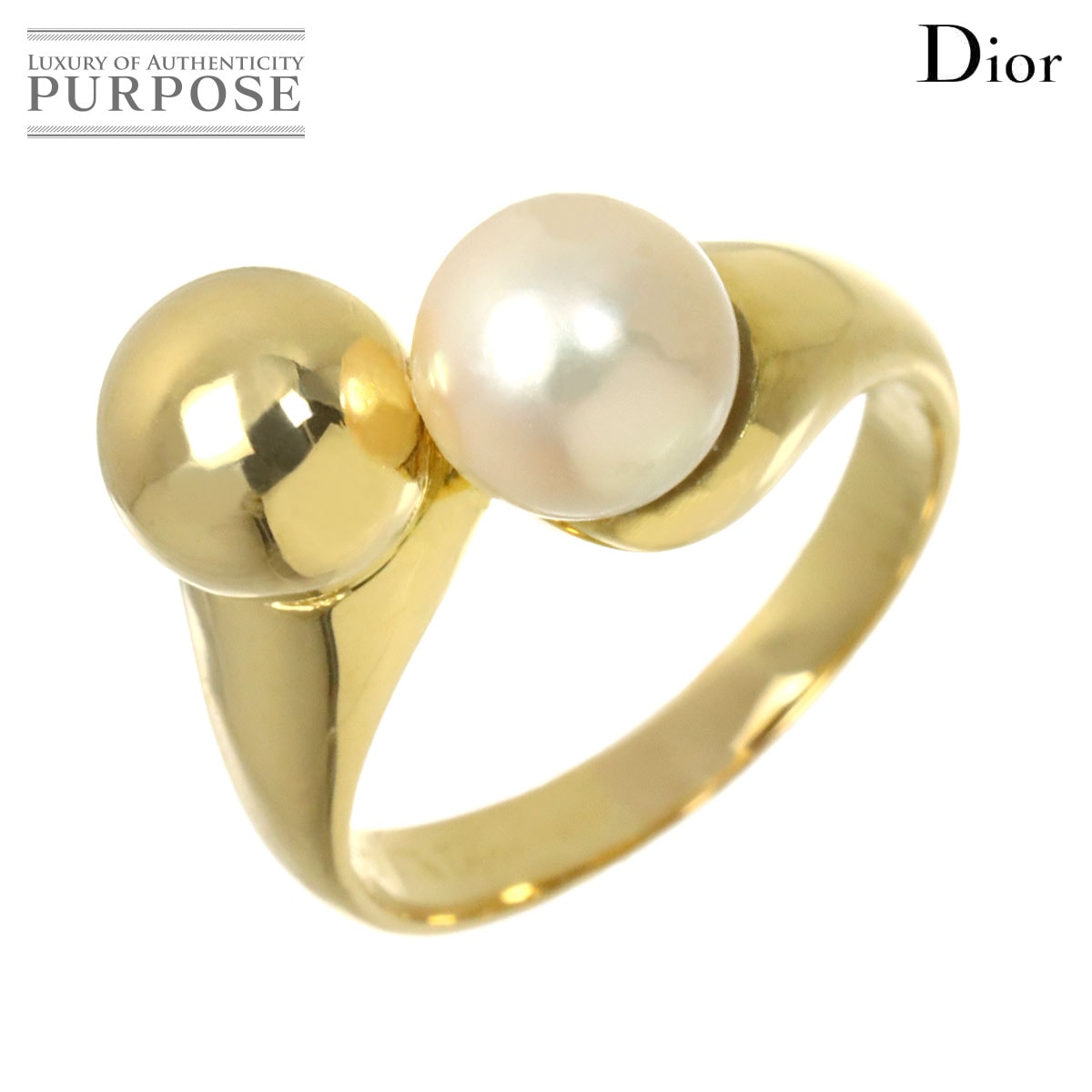 Christian Dior リング 10号 アコヤ真珠 7.0mm K18 YG イエローゴールド パール 指輪 Akoya Pearl Ring クリスチャン ディオール 90318475
