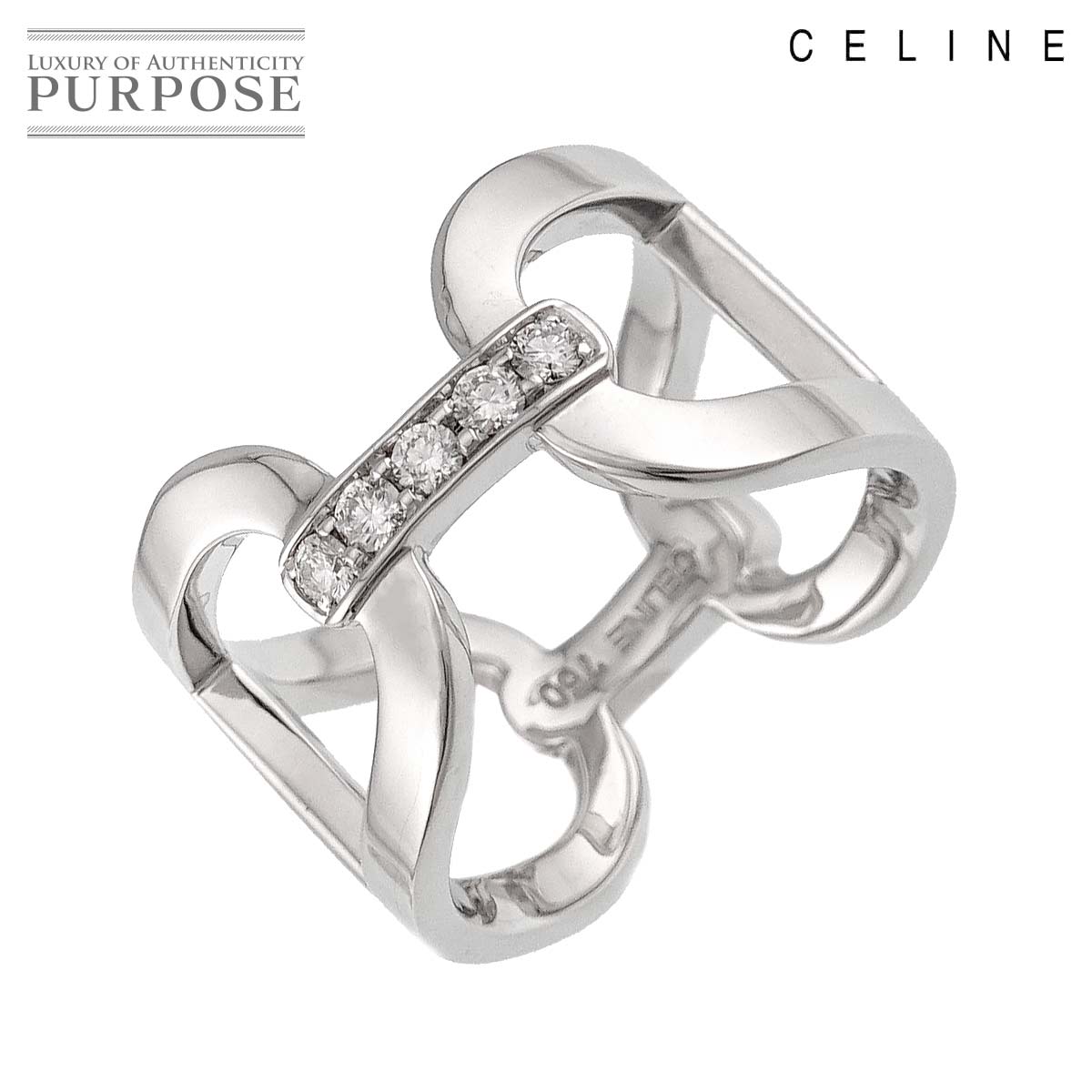 CELINE 13.5号 リング ダイヤ K18 WG ホワイトゴールド 750 指輪 Diamond Ring セリーヌ 90318499