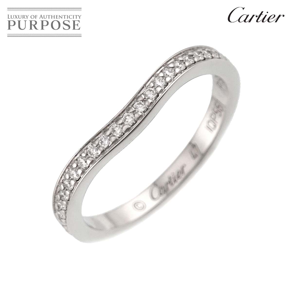 Cartier バレリーナ カーブ #47 リング ダイヤ Pt プラチナ 指輪 Ballerine Ring【証明書付き】カルティエ 90320935